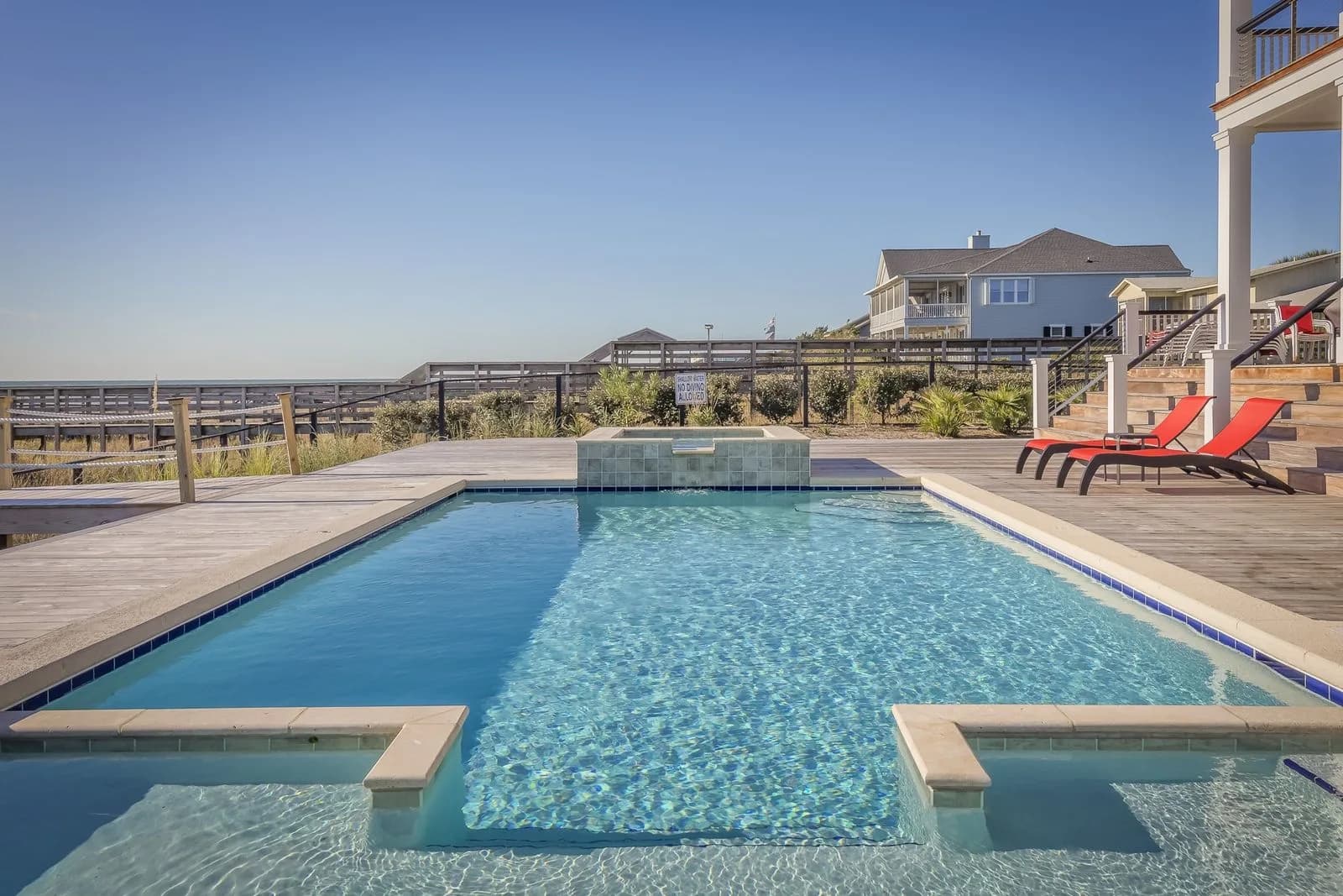 Residential pool with spa overlooking the coast